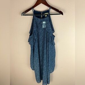 Michael Kors Blue Floral Print Cold Shoulder Midi Dress ✨brand new✨